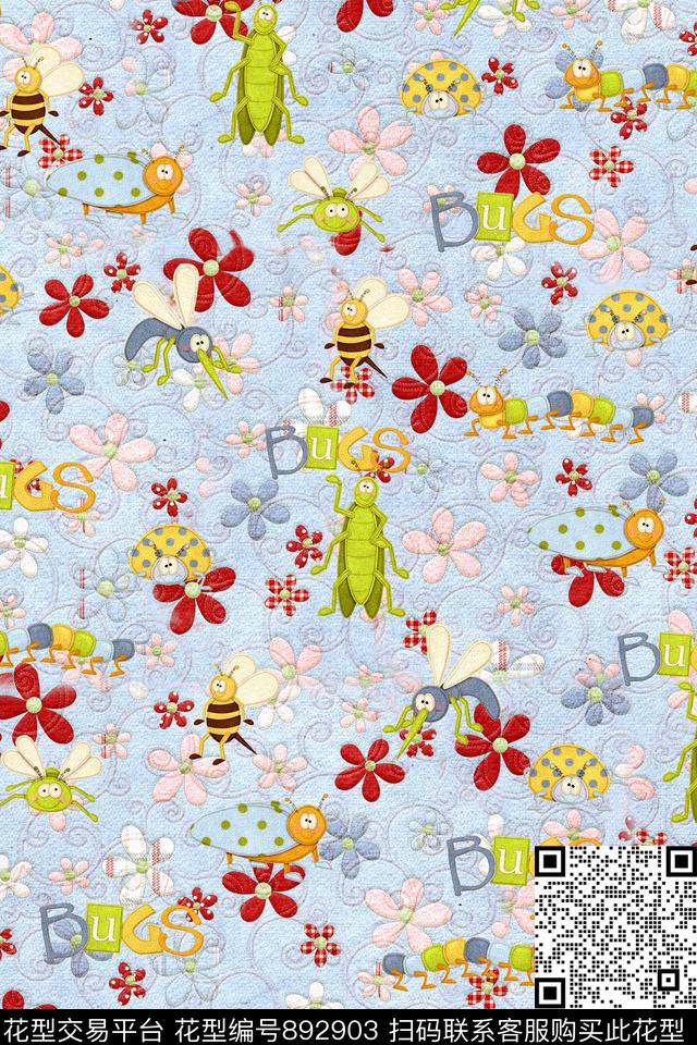 趣味童装昆虫数码印花华亿平台下载（图片编号: 892903） - 瓦栏（Walan）