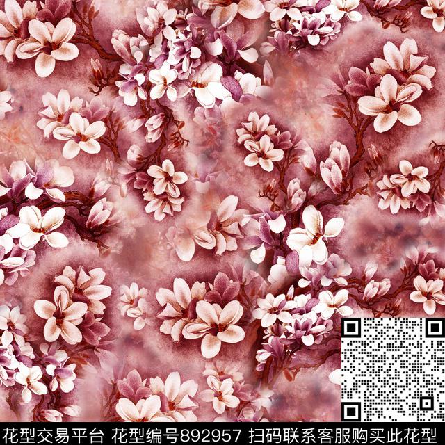 工笔花卉手绘花卉花卉数码印花华亿平台下载（图片编号: 892957） - 瓦栏（Walan）