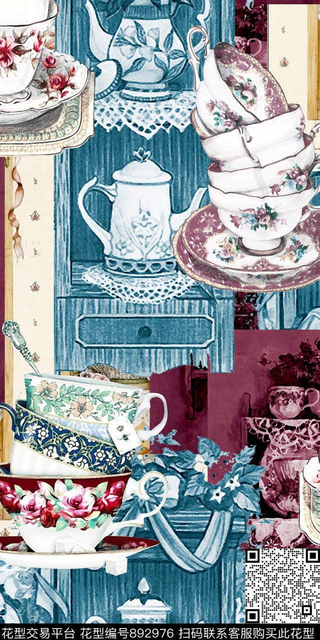 花卉抽象趣味数码印花华亿平台下载（图片编号: 892976） - 瓦栏（Walan）