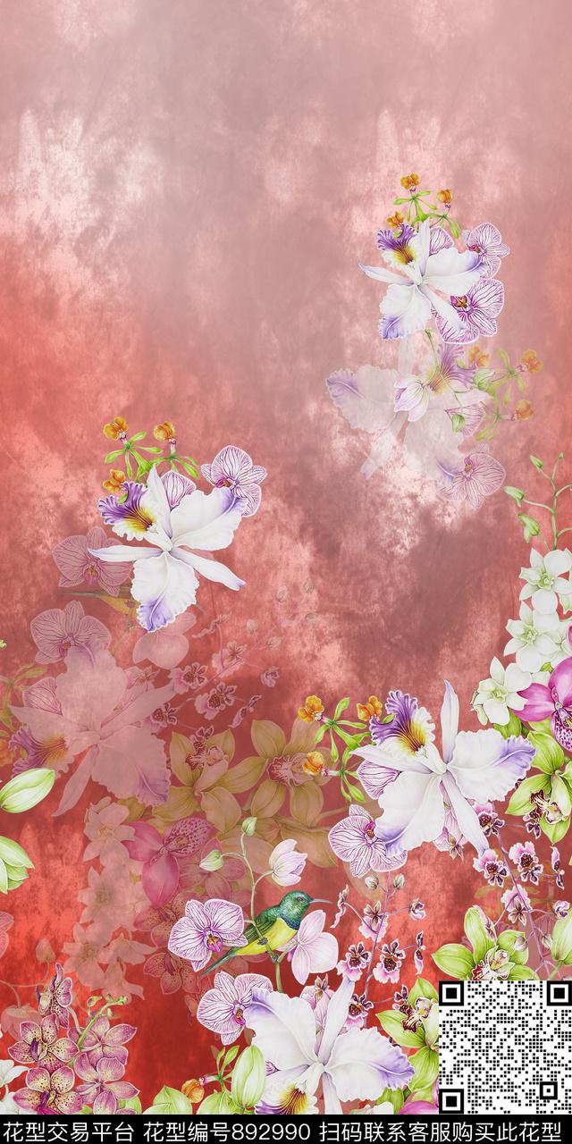 定位花卉流行时尚数码印花华亿平台下载（图片编号: 892990） - 瓦栏（Walan）