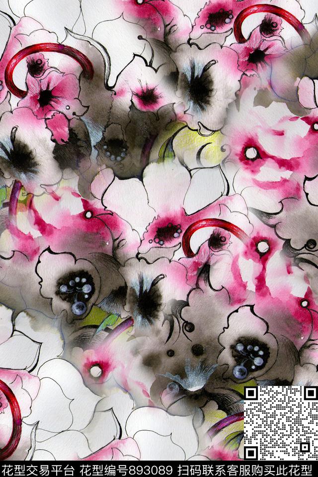 民族风花纹抽象数码印花华亿平台下载（图片编号: 893089） - 瓦栏（Walan）