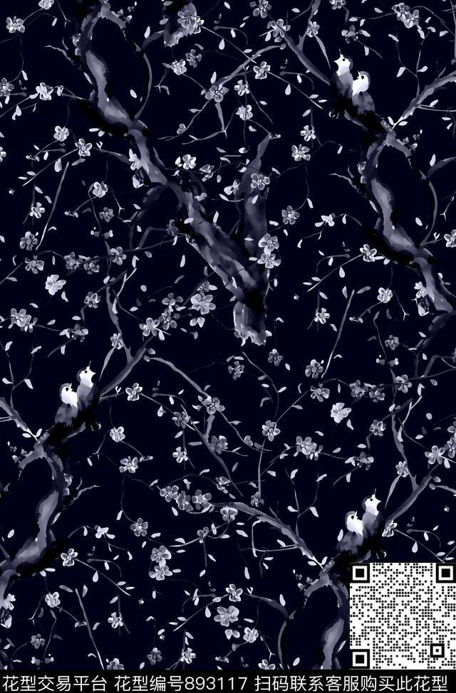 小碎花树枝抽象纹理数码印花华亿平台下载（图片编号: 893117） - 瓦栏（Walan）