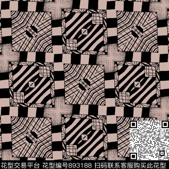 手绘几何几何图案条格图案传统印花华亿平台下载（图片编号: 893188） - 瓦栏（Walan）