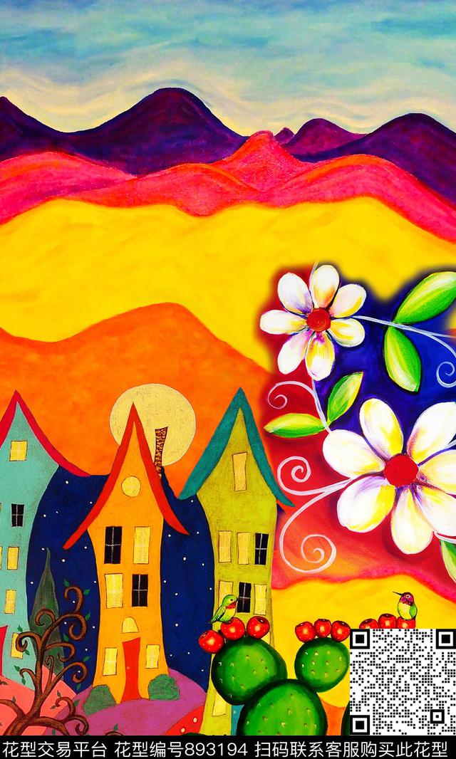 定位油画花卉数码印花华亿平台下载（图片编号: 893194） - 瓦栏（Walan）