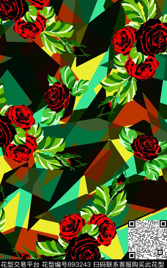 几何方块抽象背景数码印花华亿平台下载（图片编号: 893243） - 瓦栏（Walan）