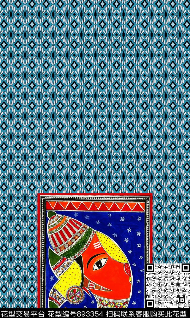 定位民族风几何数码印花华亿平台下载（图片编号: 893354） - 瓦栏（Walan）