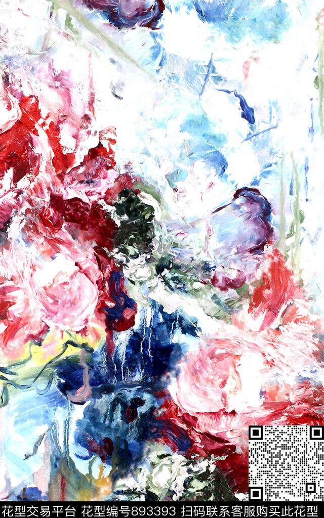 抽象几何肌理数码印花华亿平台下载（图片编号: 893393） - 瓦栏（Walan）