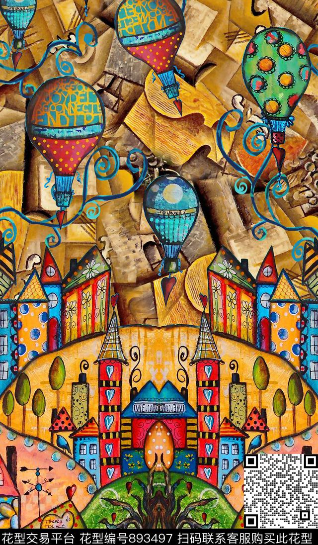 油画抽象不规则几何数码印花华亿平台下载（图片编号: 893497） - 瓦栏（Walan）