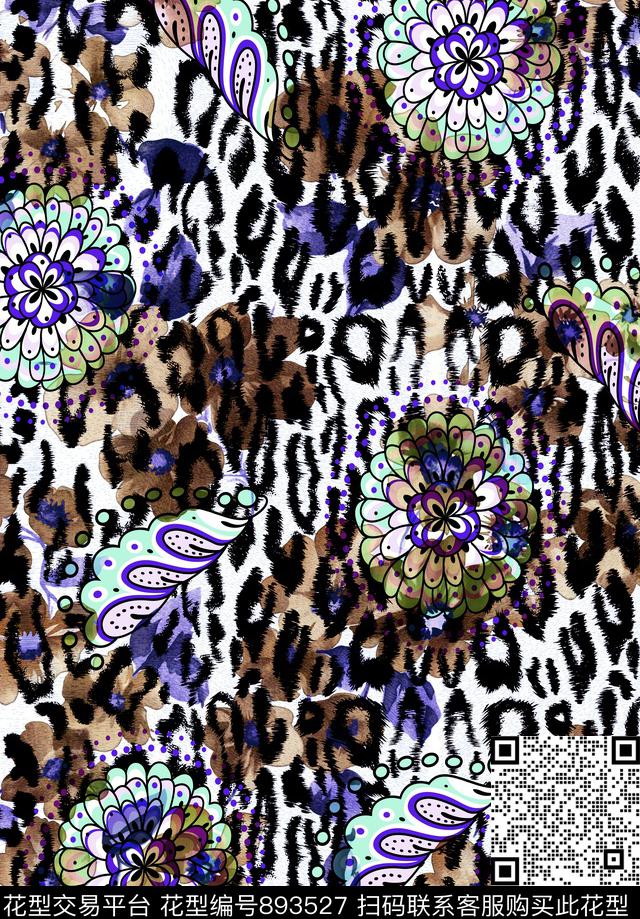 抽象花欧式17春夏时尚花数码印花华亿平台下载（图片编号: 893527） - 瓦栏（Walan）