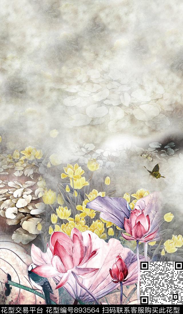 花卉抽象油画华亿平台数码印花华亿平台下载（图片编号: 893564） - 瓦栏（Walan）