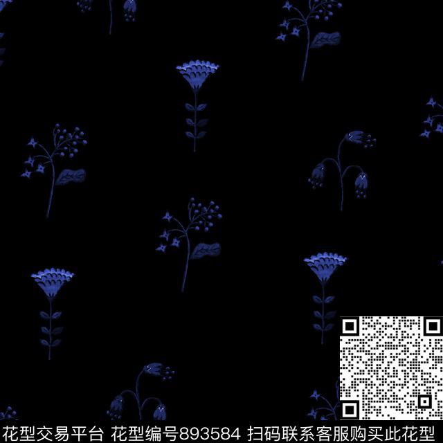 连衣裙水彩花朵数码印花华亿平台下载（图片编号: 893584） - 瓦栏（Walan）