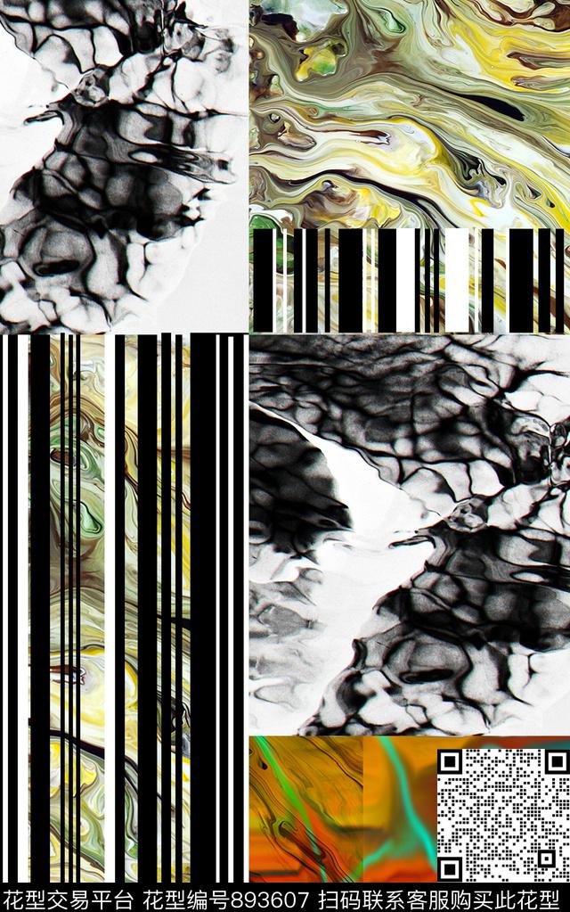 洋阳---定位拼贴抽象花纹丝绸真丝数码印花华亿平台下载（图片编号: 893607） - 瓦栏（Walan）