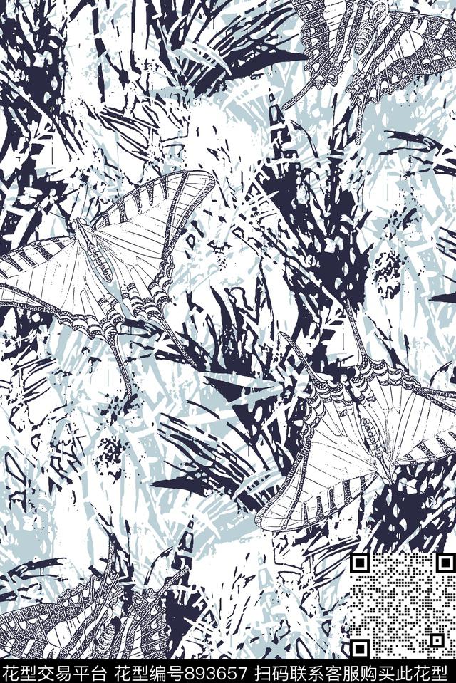 抽象纹理肌理纹理蝴蝶传统印花华亿平台下载（图片编号: 893657） - 瓦栏（Walan）