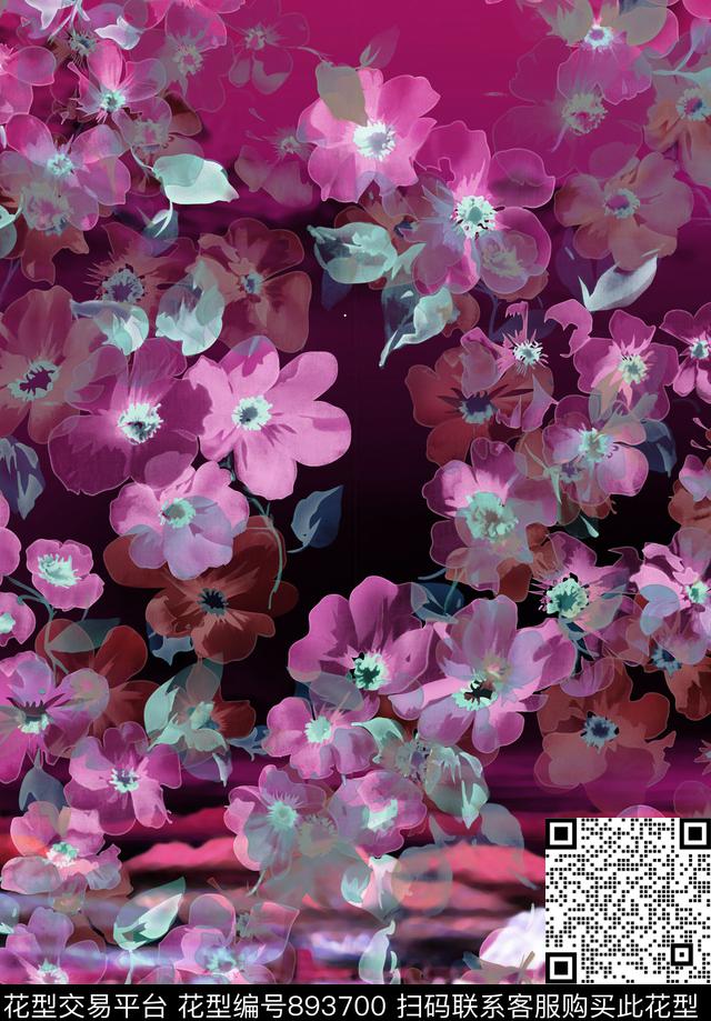 大牌风花卉欧式定位花数码印花华亿平台下载（图片编号: 893700） - 瓦栏（Walan）