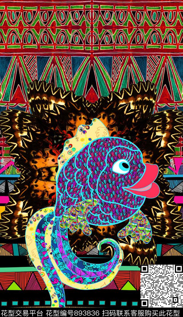 小丑鱼民族风花卉数码印花华亿平台下载（图片编号: 893836） - 瓦栏（Walan）