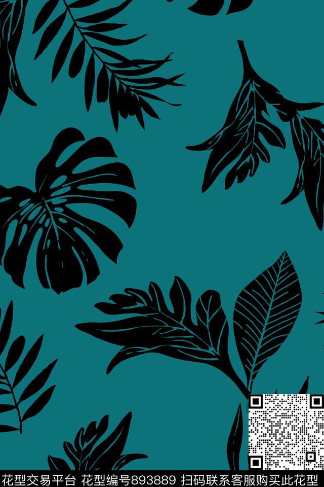 满版热带棕榈叶传统印花华亿平台下载（图片编号: 893889） - 瓦栏（Walan）