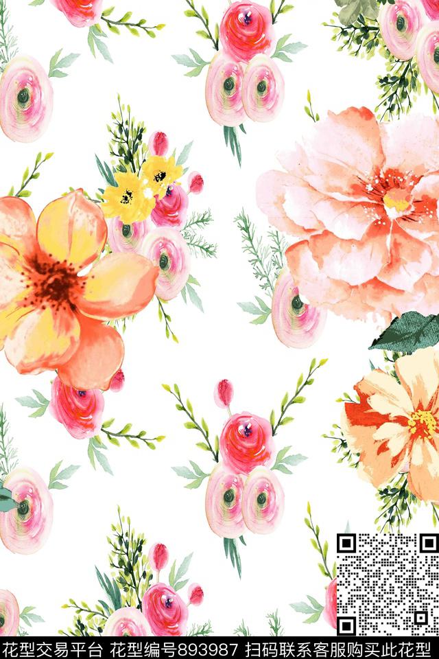 乱感觉小碎花花卉数码印花华亿平台下载（图片编号: 893987） - 瓦栏（Walan）