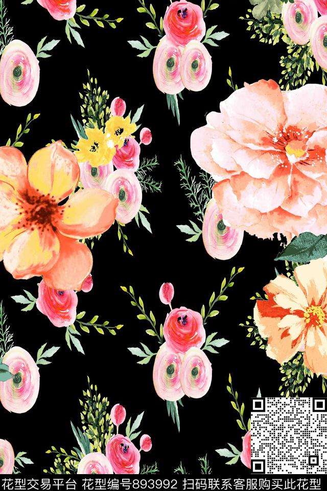 乱感觉小碎花花卉数码印花华亿平台下载（图片编号: 893992） - 瓦栏（Walan）