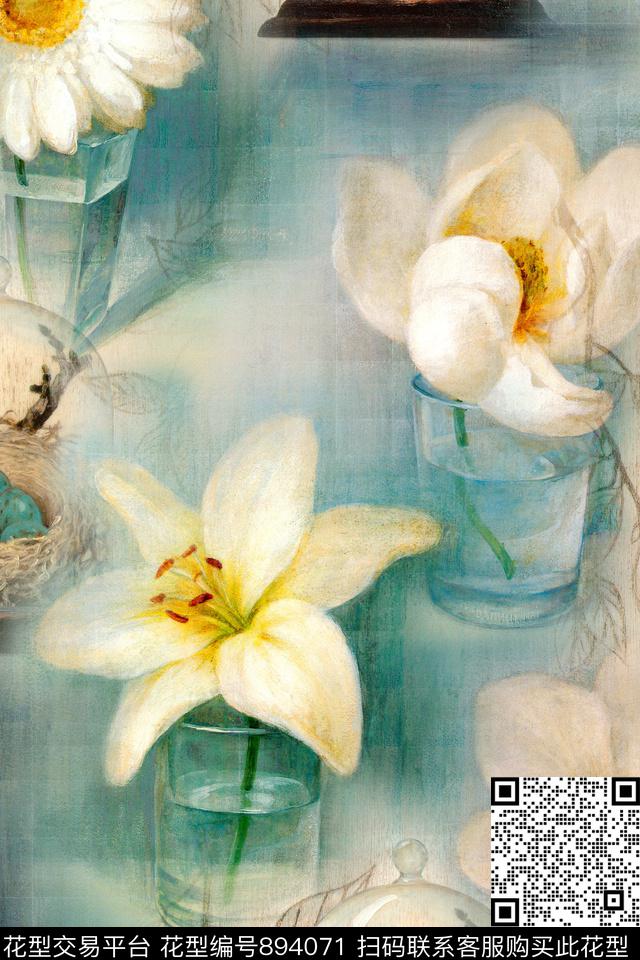 抽象几何油画数码印花华亿平台下载（图片编号: 894071） - 瓦栏（Walan）