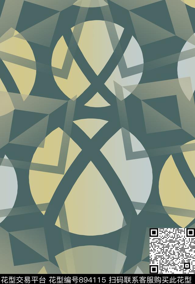 几何图案渐变色彩圆圈与波点数码印花华亿平台下载（图片编号: 894115） - 瓦栏（Walan）