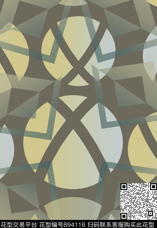 几何图案渐变色彩圆圈与波点数码印花华亿平台下载（图片编号: 894116） - 瓦栏（Walan）
