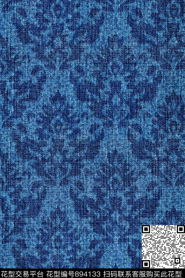 水洗牛仔肌理民族风蜡染效果牛仔布数码印花华亿平台下载（图片编号: 894133） - 瓦栏（Walan）