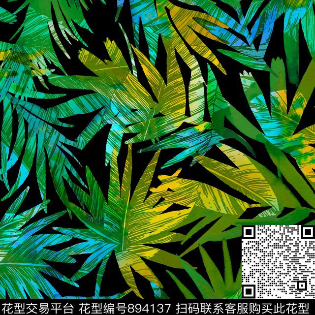 花朵花卉叶子数码印花华亿平台下载（图片编号: 894137） - 瓦栏（Walan）