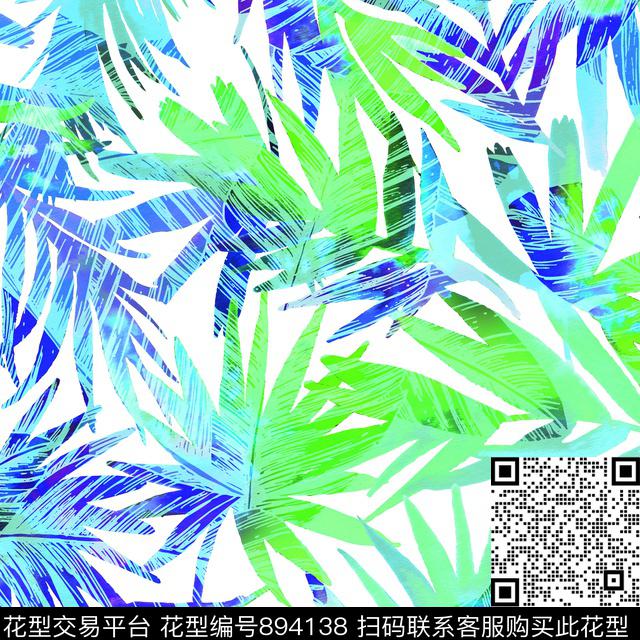 花朵花卉叶子数码印花华亿平台下载（图片编号: 894138） - 瓦栏（Walan）