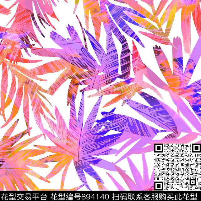 花朵花卉叶子数码印花华亿平台下载（图片编号: 894140） - 瓦栏（Walan）