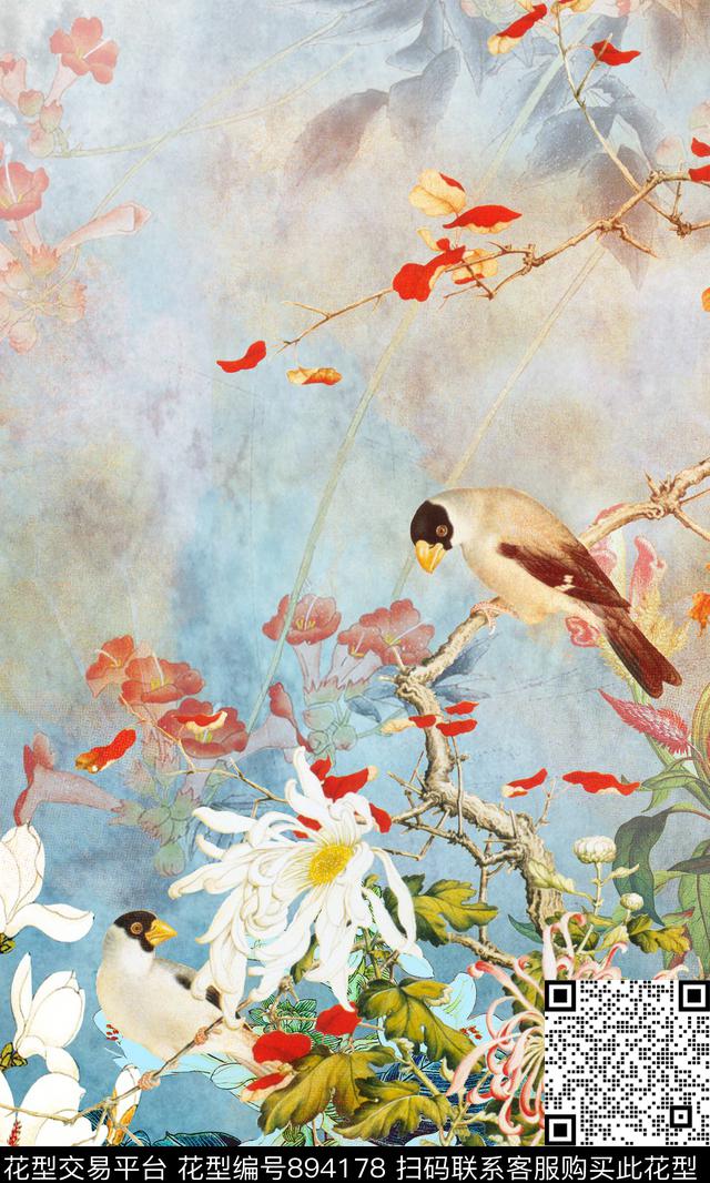 数码华亿平台雪纺花卉数码印花华亿平台下载（图片编号: 894178） - 瓦栏（Walan）