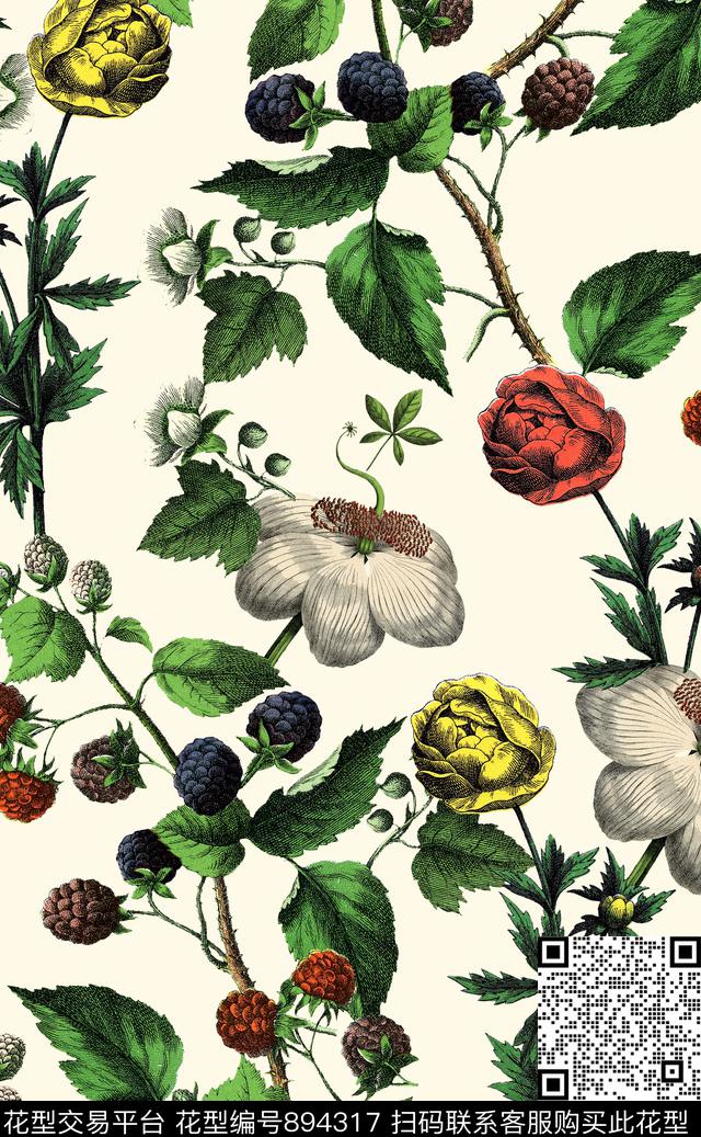 高清花卉热带数码印花数码印花华亿平台下载（图片编号: 894317） - 瓦栏（Walan）