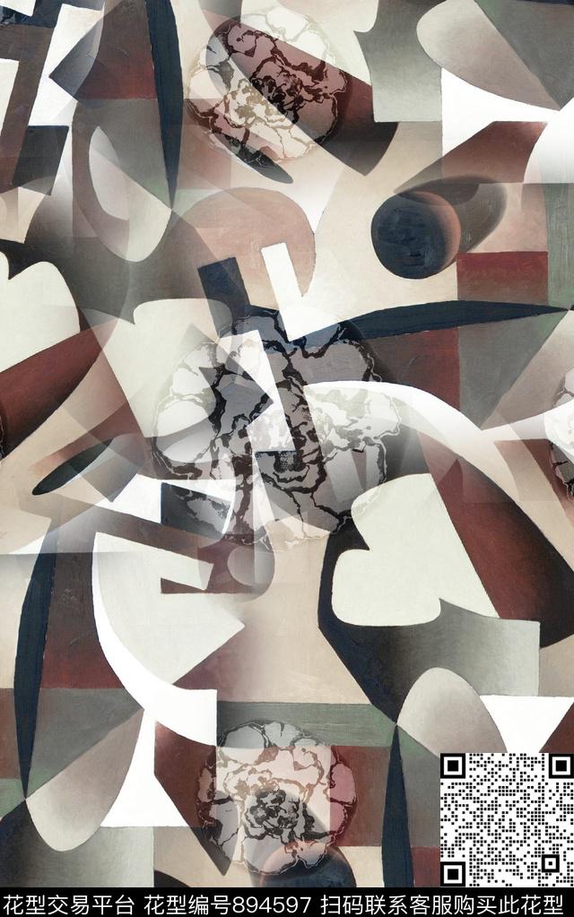 圆形纹理抽象数码印花华亿平台下载（图片编号: 894597） - 瓦栏（Walan）