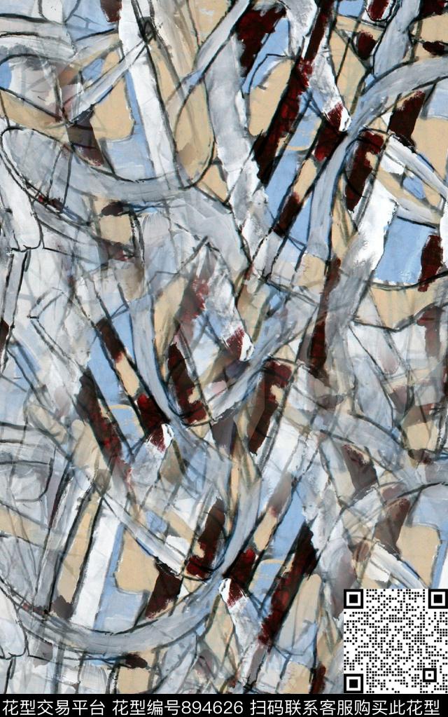 抽象几何纹理数码印花华亿平台下载（图片编号: 894626） - 瓦栏（Walan）