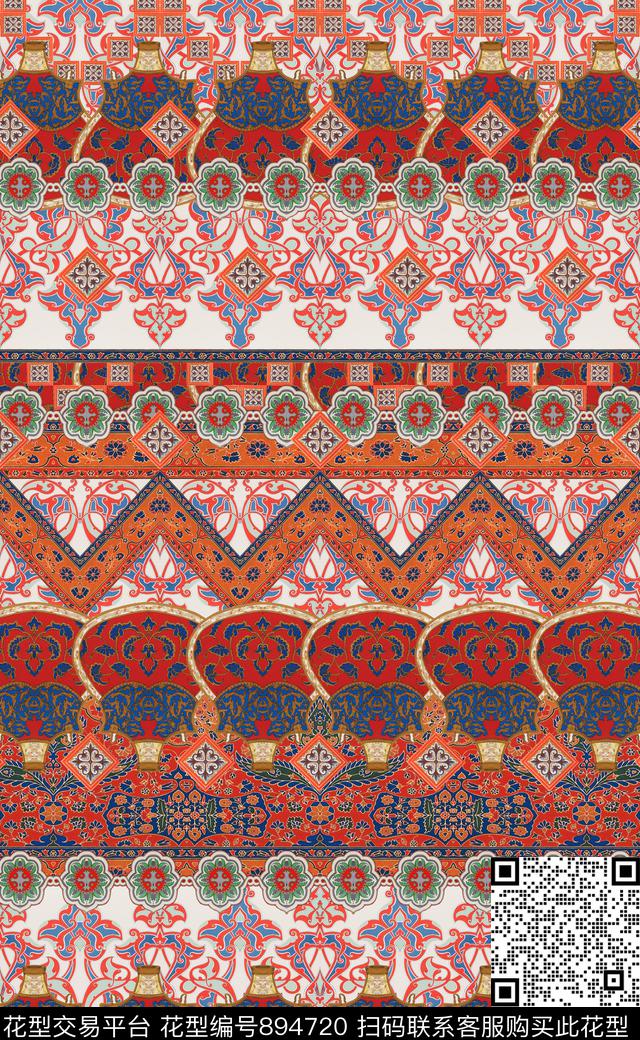 中国风民族风波西米亚数码印花华亿平台下载（图片编号: 894720） - 瓦栏（Walan）