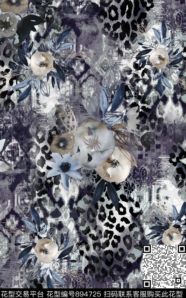 波点抽象几何数码印花华亿平台下载（图片编号: 894725） - 瓦栏（Walan）