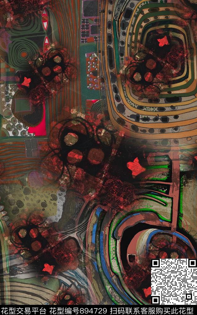 抽象几何纹理数码印花华亿平台下载（图片编号: 894729） - 瓦栏（Walan）