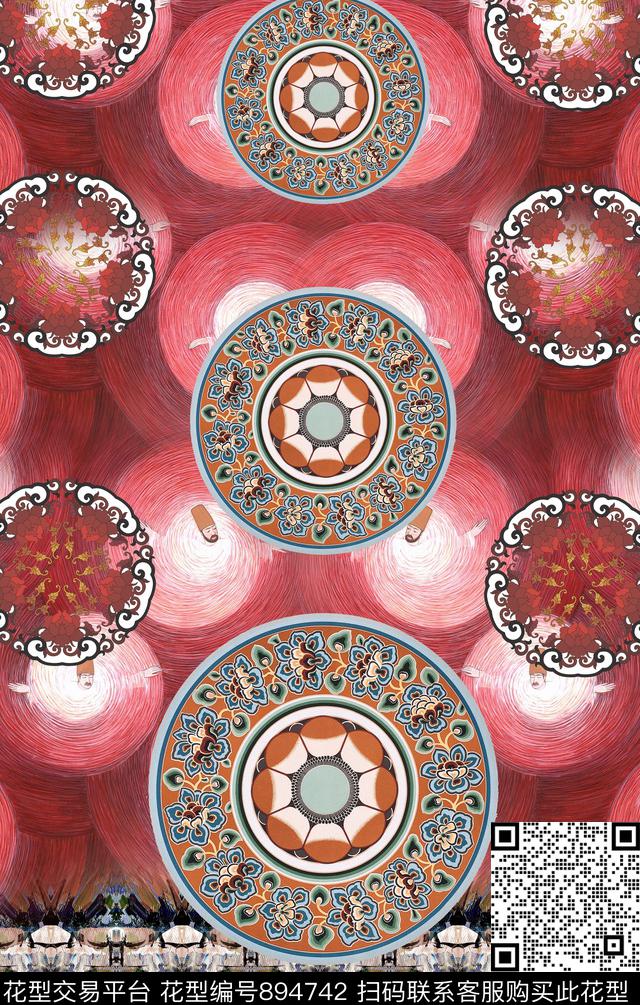 纹理几何抽象数码印花华亿平台下载（图片编号: 894742） - 瓦栏（Walan）