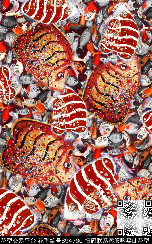 纹理斑驳笔触数码印花华亿平台下载（图片编号: 894760） - 瓦栏（Walan）