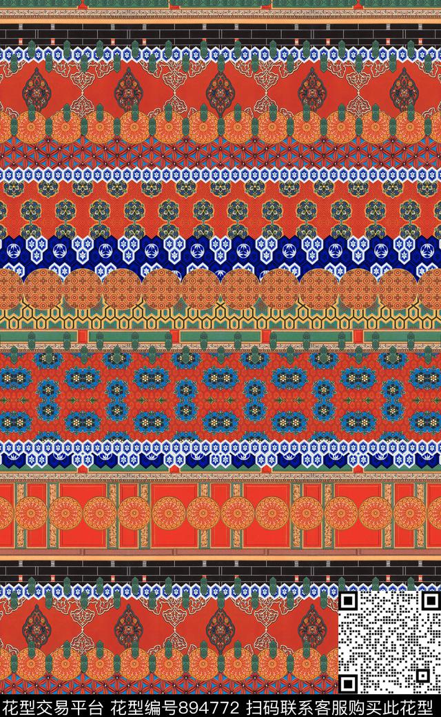波西米亚民族风中国风数码印花华亿平台下载（图片编号: 894772） - 瓦栏（Walan）