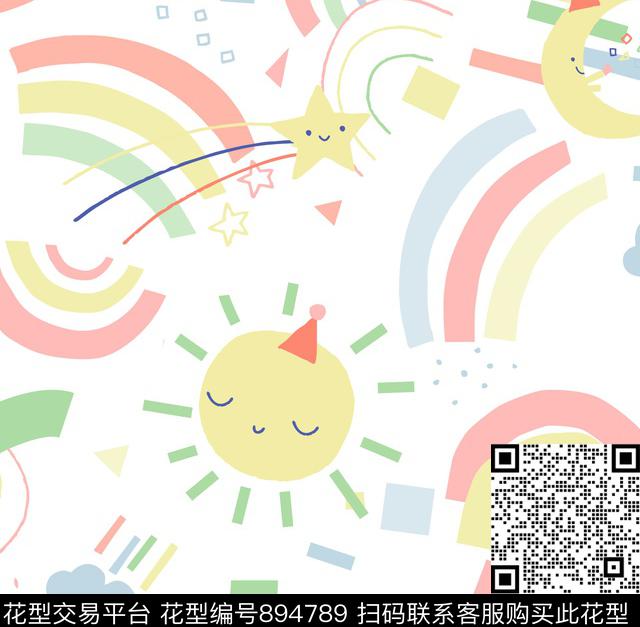 卡通彩虹几何传统印花华亿平台下载（图片编号: 894789） - 瓦栏（Walan）