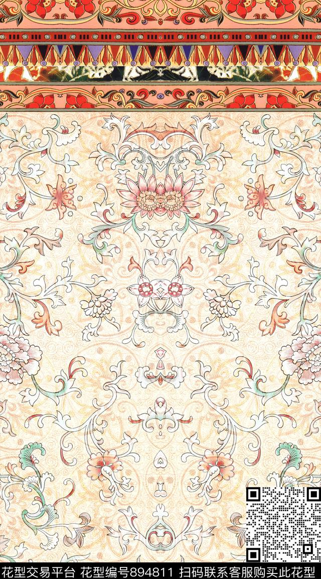 波西米亚民族风中国风数码印花华亿平台下载（图片编号: 894811） - 瓦栏（Walan）