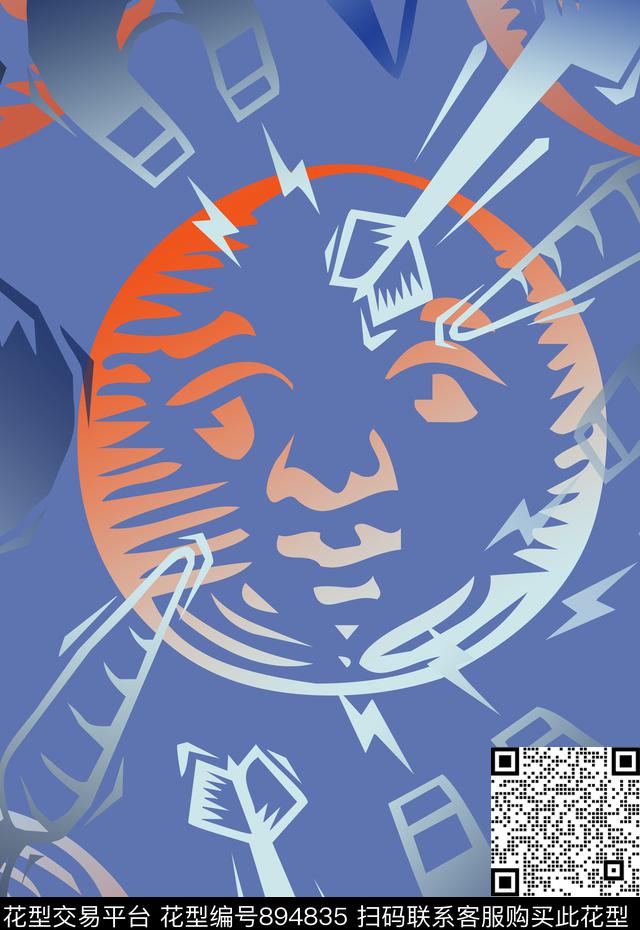 几何图案渐变年轻时尚手绘涂鸦图案数码印花华亿平台下载（图片编号: 894835） - 瓦栏（Walan）