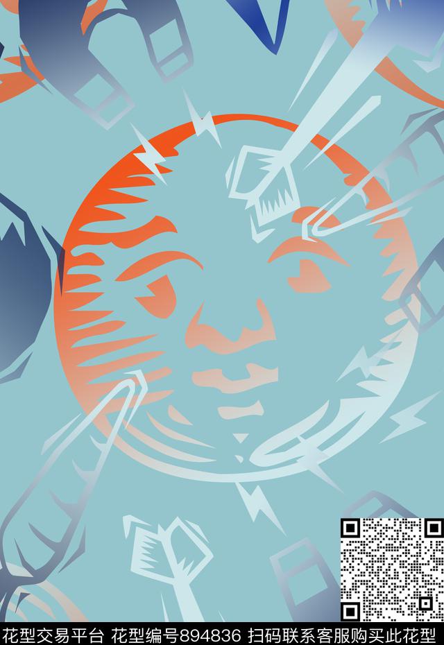 几何图案渐变年轻时尚手绘涂鸦图案数码印花华亿平台下载（图片编号: 894836） - 瓦栏（Walan）