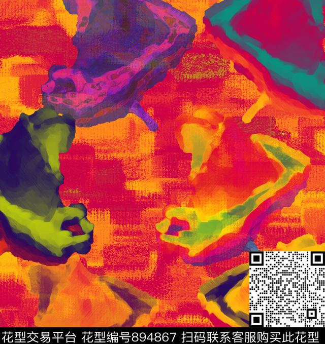 几何色块抽象数码印花华亿平台下载（图片编号: 894867） - 瓦栏（Walan）
