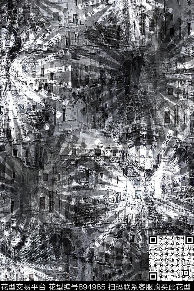 抽象纹理几何复古数码印花华亿平台下载（图片编号: 894985） - 瓦栏（Walan）