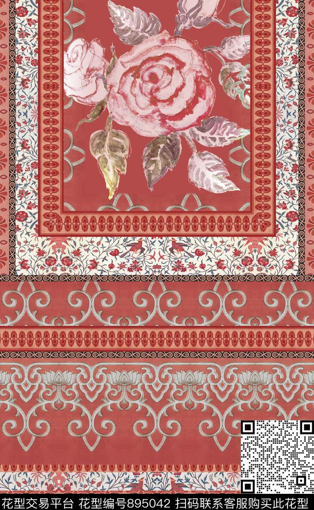 波西米亚中国风民族风数码印花华亿平台下载（图片编号: 895042） - 瓦栏（Walan）