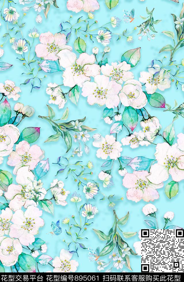 手绘小碎花花卉数码印花华亿平台下载（图片编号: 895061） - 瓦栏（Walan）
