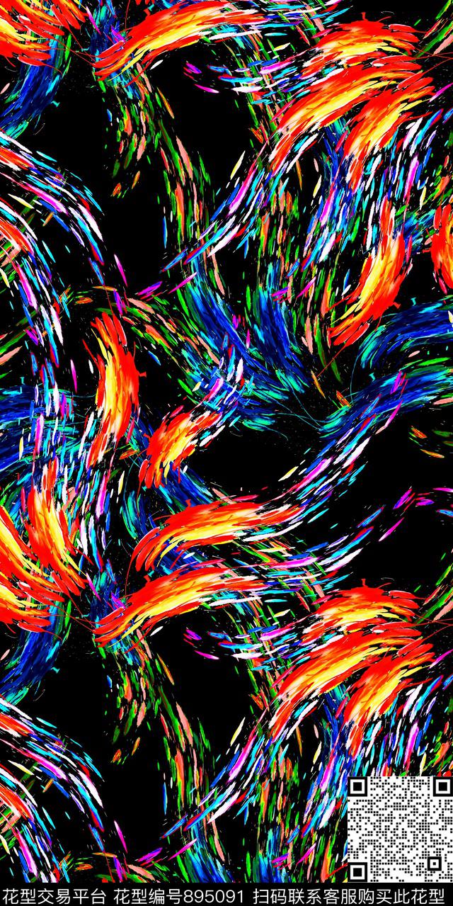 色块笔触水印数码印花华亿平台下载（图片编号: 895091） - 瓦栏（Walan）