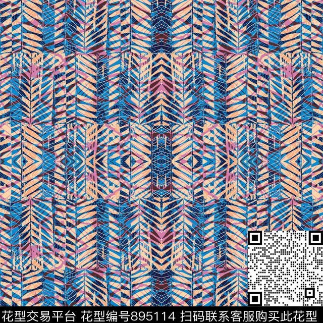 棕榈树绿植树叶泳装传统印花华亿平台下载（图片编号: 895114） - 瓦栏（Walan）