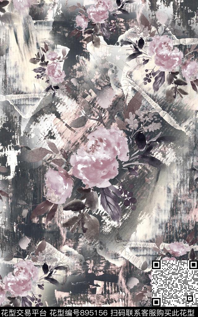 抽象纹理几何数码印花华亿平台下载（图片编号: 895156） - 瓦栏（Walan）